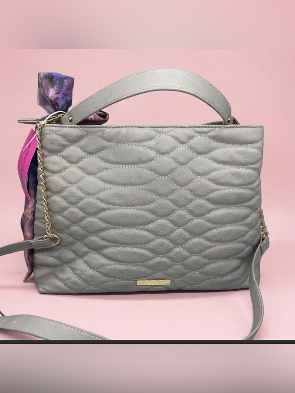 Betsey Johnson XO Aspen Work Tote with Scarf Shoulder Bag - Picture 2 of 5